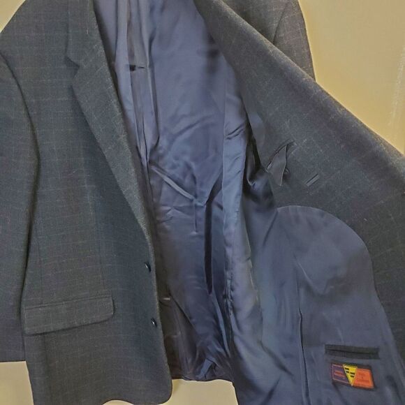 Pronto Uomo 2 Button windowpane Plaid Blazer Wool Sport Coat Jacket Men Size 50R - Picture 11 of 11